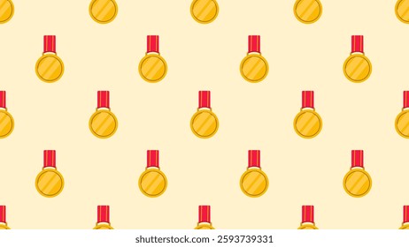 Gold medal seamless pattern. Medallion pattern. Medallion illustration pattern. Medallion background. Perfect for fabrics, textile, wallpaper, and decor. SSTKbackgrounds