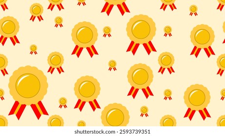 Gold medal seamless pattern. Medallion pattern. Medallion illustration pattern. Medallion background. Perfect for fabrics, textile, wallpaper, and decor. SSTKbackgrounds