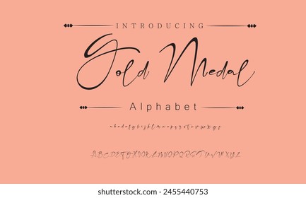 Gold Medal Signature Font Calligraphy Logotype Script Brush Font Type Font lettering handwritten