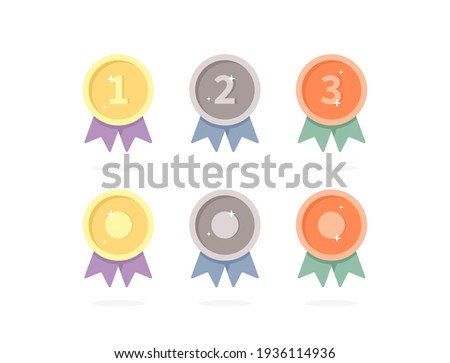Gold medal, silver medal, bronze medal vector illustration. Champions medals.