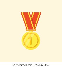Gold Medal Simple Vector Illustration