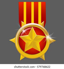 gold medal with star isolated on a grey background