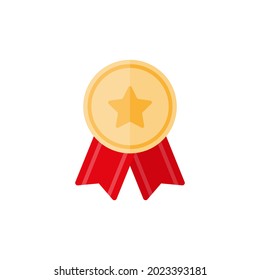 Gold medal with star and ribbon.