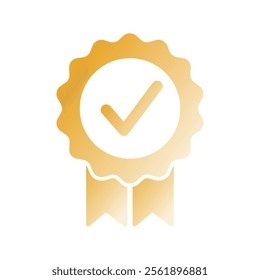 gold medal with tick vector