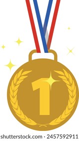 Gold medal with tricolor ribbon