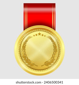 Gold medal vector with empty space text for mockup design. 