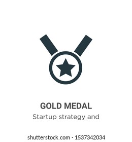 Gold medal vector icon on white background. Flat vector gold medal icon symbol sign from modern startup strategy and success collection for mobile concept and web apps design.