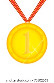 Gold medal, a vector illustration
