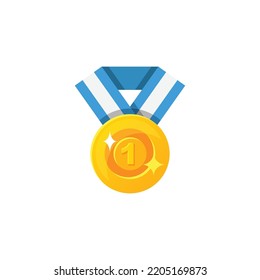 Gold Medal vector illustration, gold medal flat icon