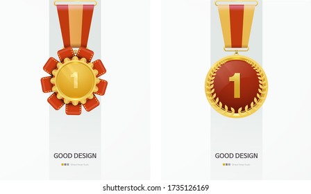 gold medal vector. Vector illustration with various medal.