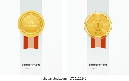 vector medalla de oro. Ilustración vectorial con varias medallas.