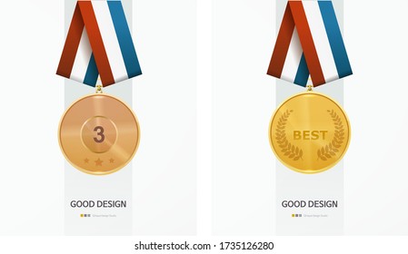 gold medal vector. Vector illustration with various medal.