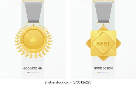 gold medal vector. Vector illustration with various medal.