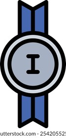 Línea de Vector de medalla de oro llena de diseño de iconos