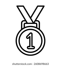 Gold Medal Vector Line Icon Design