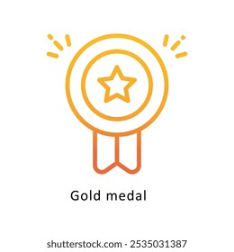 Gold medal vector Outline Gradient Design icon. Awards Symbol on White background EPS 10 File