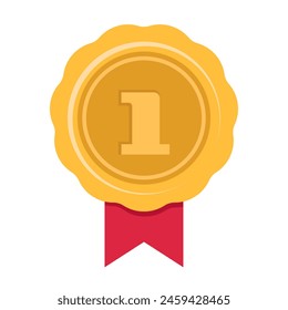 Gold Medal Vector Vol 3, Achievement icon in Flat Design, Victory Graphic elements, Champion award 