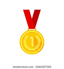 gold medal, victory, award - vector illustration