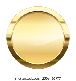 Gold medal winner, Golden Gradient glossy Badge Round circle Realistic Vector for winner sports awards, medallions for champion celebration isolated on White Background