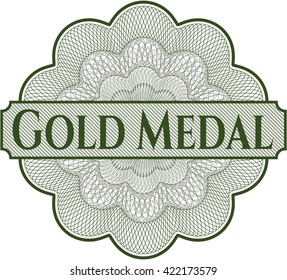 Gold Medal written inside abstract linear rosette