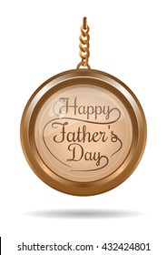 Gold medallion with an inscription - Happy Father's Day. Typographic design. Father's Day lettering. Vector illustration