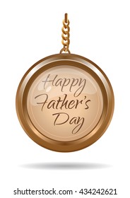 Gold medallion with an inscription - Happy Father's Day. Typographic design. Father's Day lettering. Vector illustration