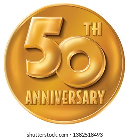 A gold medallion style vector logo for a 50th anniversary celebration