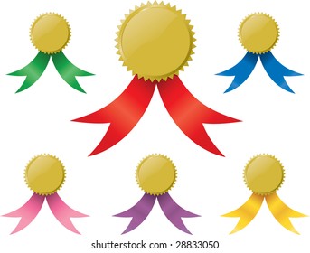 Gold Medals- awards set in various color ribbons