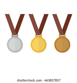 gold medals silver medals and bronze medals flat design vector illustration 