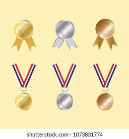 gold medals, silverware, and bronze vector sets