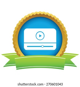 Gold media player logo on a white background. Vector illustration