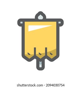 Gold medieval banner flag Vector icon Cartoon illustration.