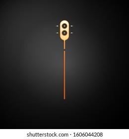 Gold Medieval chained mace ball icon isolated on black background. Medieval weapon.  Vector Illustration