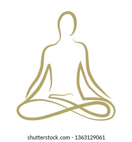 gold meditating person, abstract logo icon