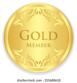 Gold Member Badge With Golden Vintage Pattern