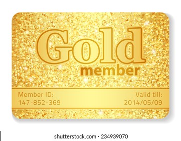 Gold member VIP card composed from glitters