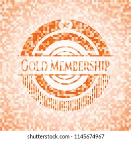 Gold Membership abstract orange mosaic emblem with background