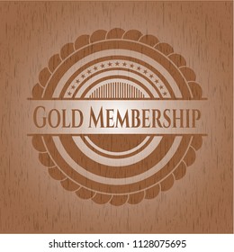 Gold Membership badge with wood background