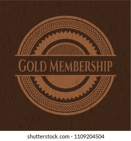  Gold Membership badge with wooden background