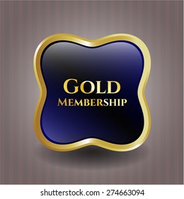 Gold membership blue shiny badge