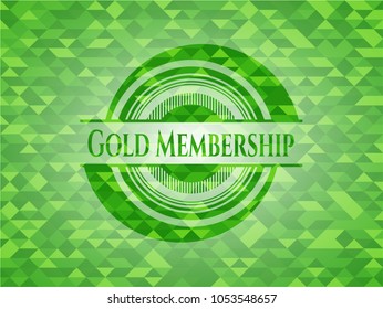 Gold Membership green emblem. Mosaic background