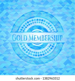 Gold Membership sky blue emblem. Mosaic background