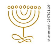 Gold Menorah Hanukkah Shape Illustration Artistic Logo Icon Isolated on White Background