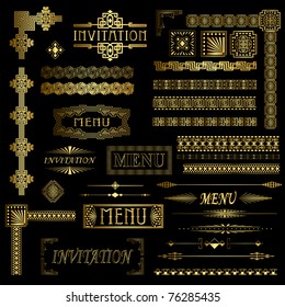 Gold menu and invitation border elements