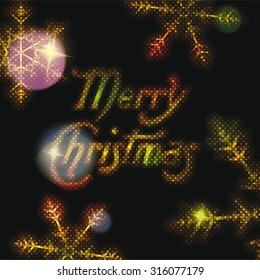 Gold Merry christmas lettering with  gold snowflakes