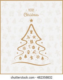 Gold Merry Christmas Tree Elements Card Background