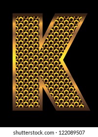 Gold mesh alphabet font symbol icon letter k