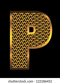 Gold Mesh Alphabet Icon Symbol Letter P