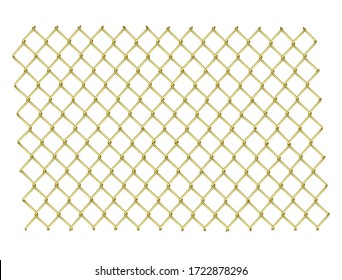 gold mesh fence for construction. Vector element of the chain-link on black and white background