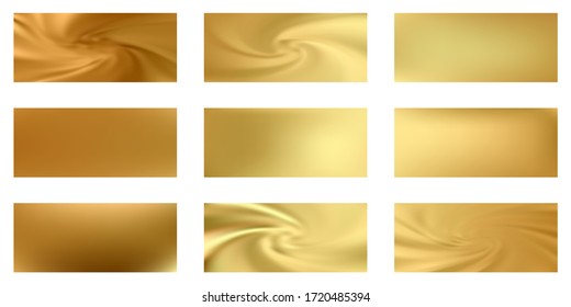 Gold-Mesh-Farbverlauf-Vektorgrafik. Goldener, glänzender Hintergrund mit glänzendem Hintergrund. Metallische Seidenstruktur goldene Farbverläufe abstraktes grafisches Design für Web, Verkaufs-Werbung. Schlichte einzelne Abzeichen.